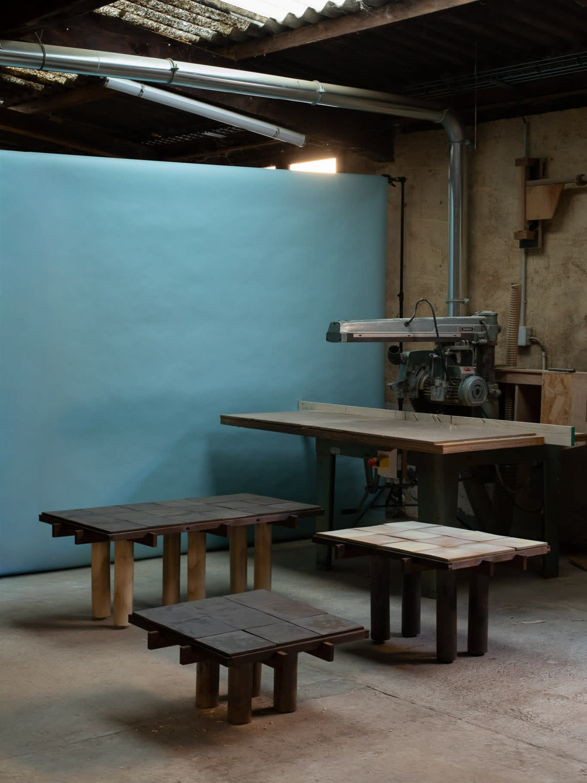 Japanese Inspired Coffee Table in Wood & Clay - Dark Edition — in context