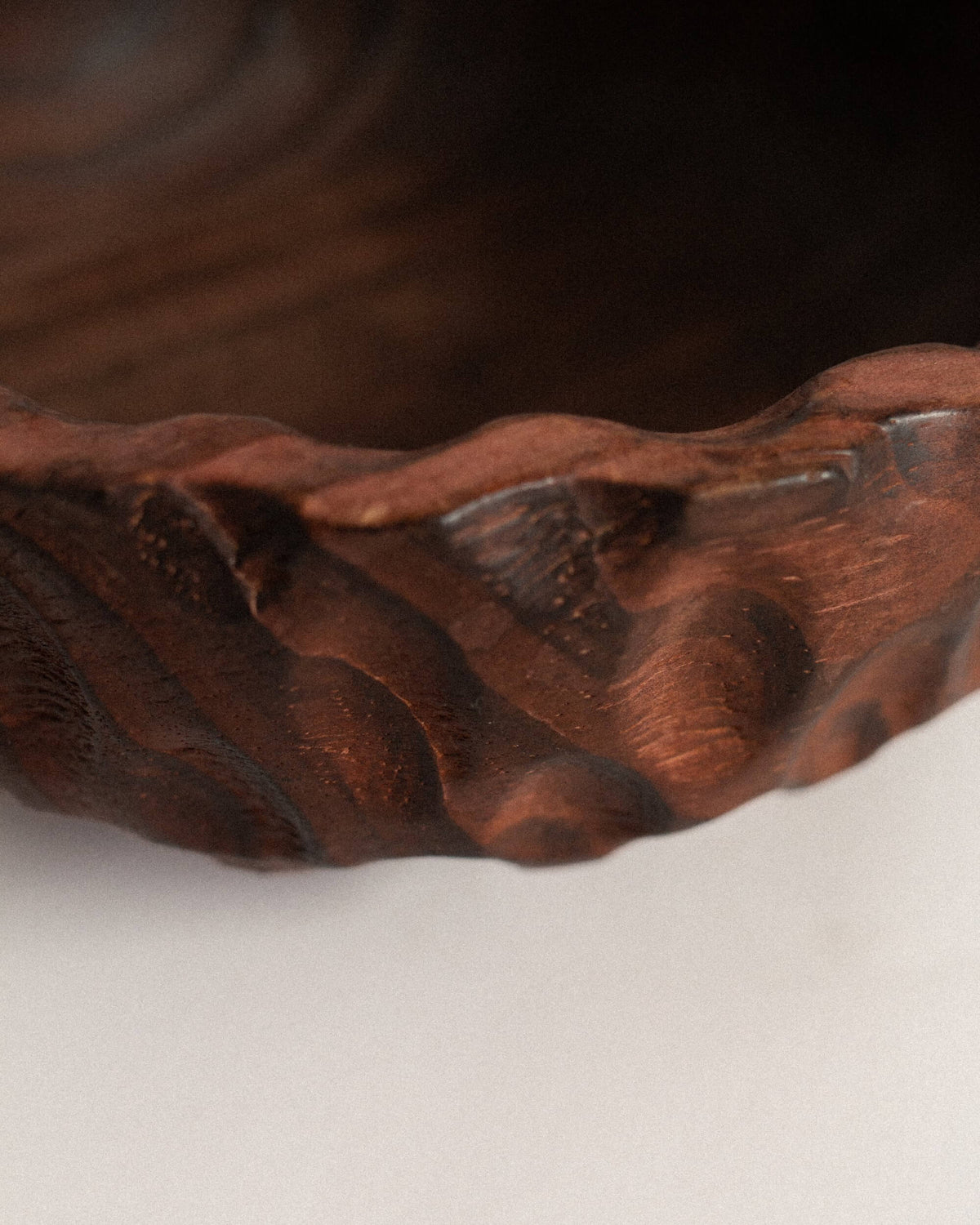 Hand-carved Wooden Bowl — side angle