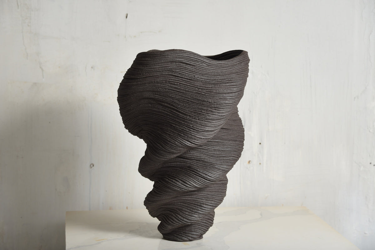 Black Stoneware Vase — in context