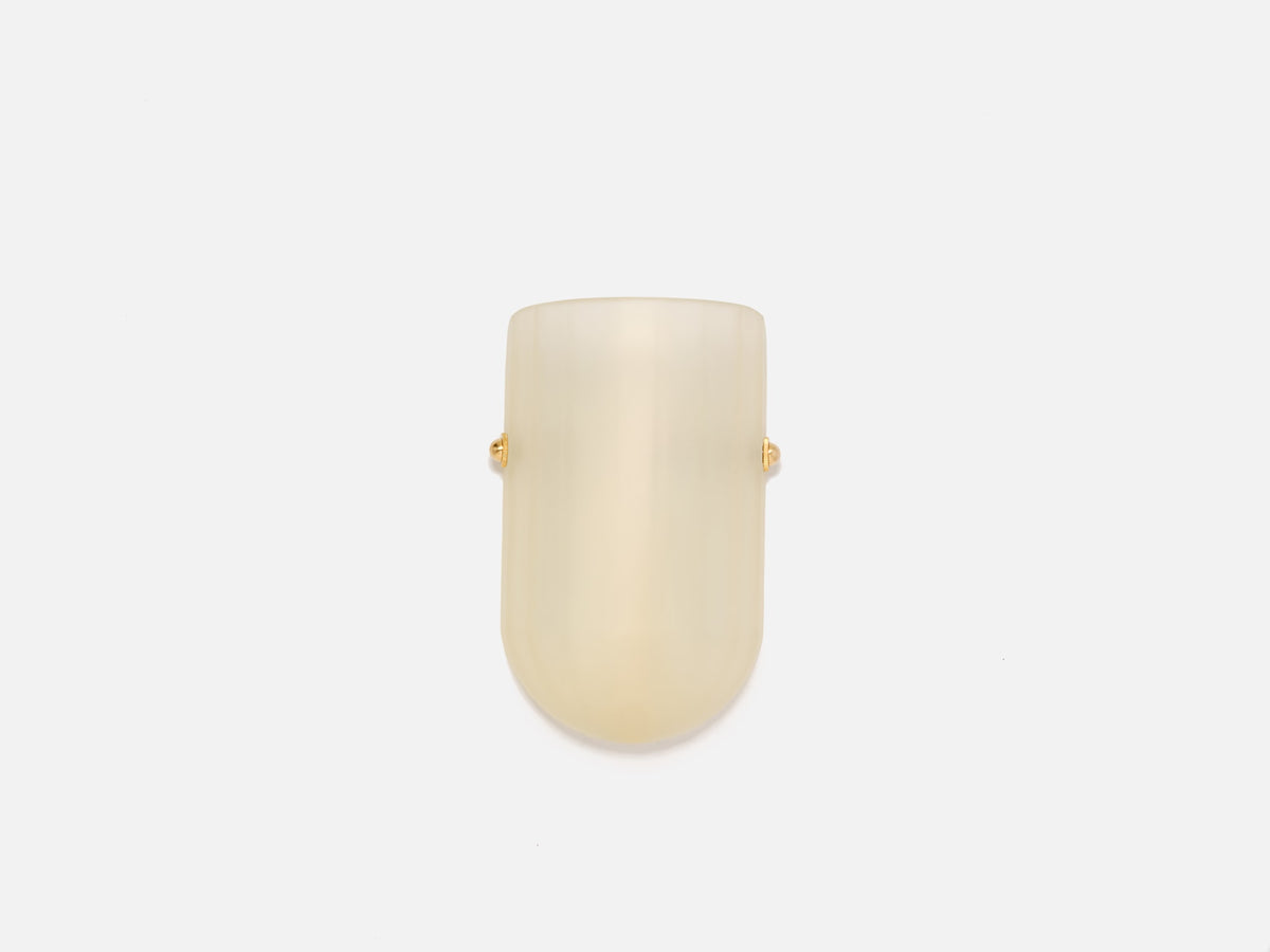 Selene Mezzo Blown Colored Glass Wall Sconce with Etched Finish and Brass Metal Hardware — side angle