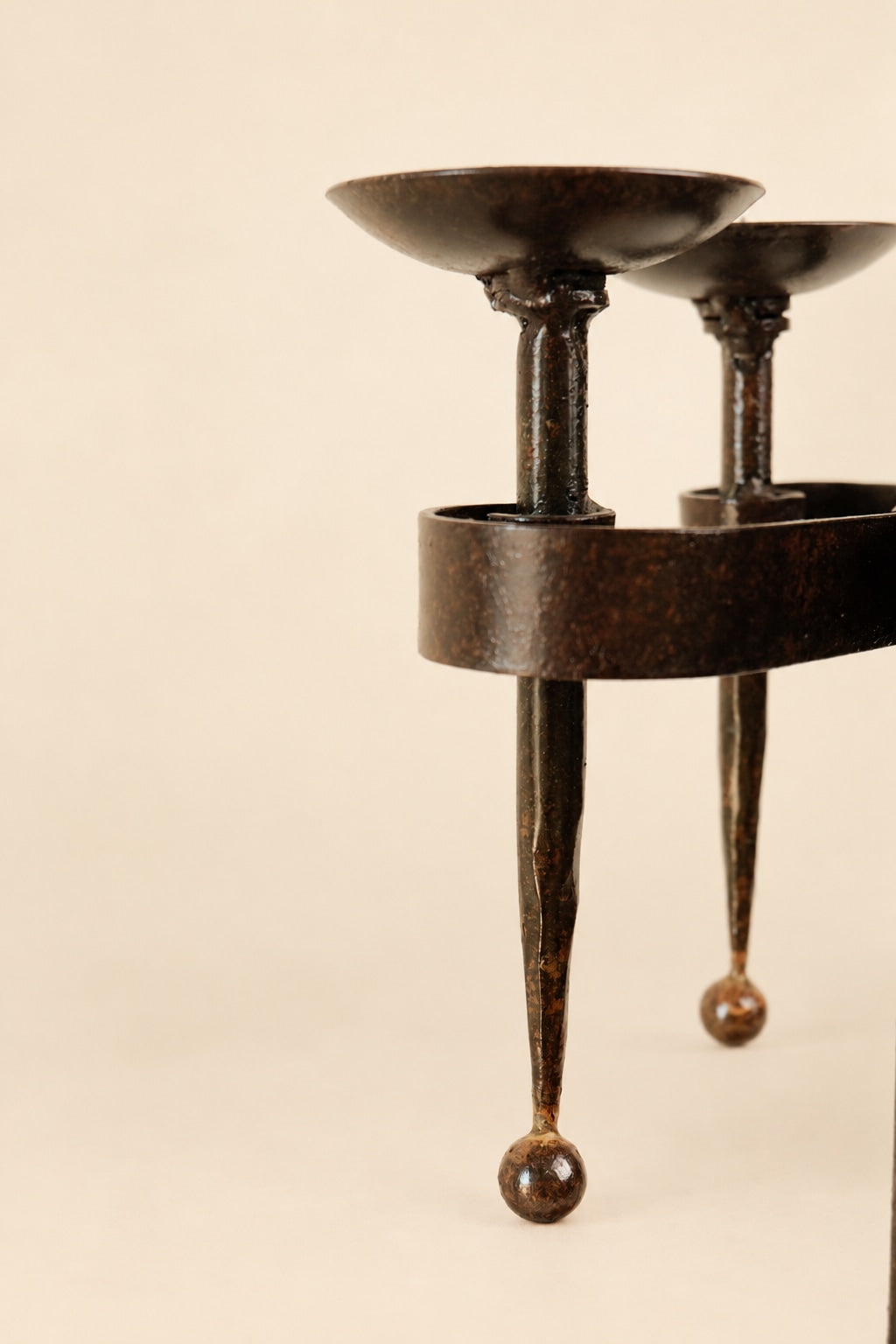 Vintage Brutalist Wrought Iron Four-Candle Candelabra — alternate view