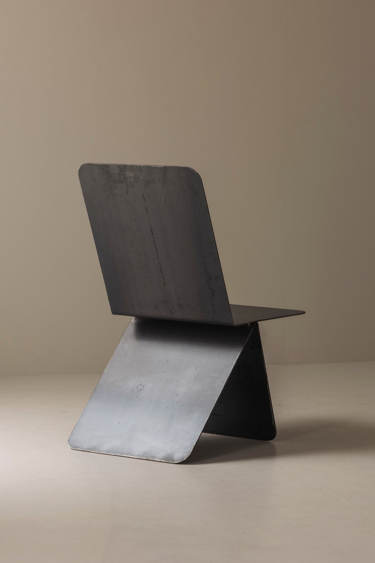 Prototype Modernist Architectural Side Chair, 1980s — angled view of metal structure
