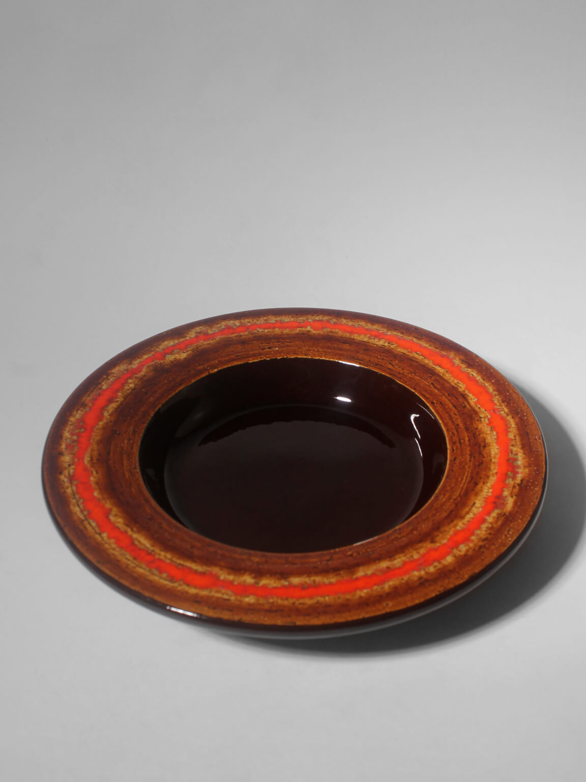 Orange Rimmed Ethnic Stoneware Bowl From Gabriel, 1960s — lifestyle setting