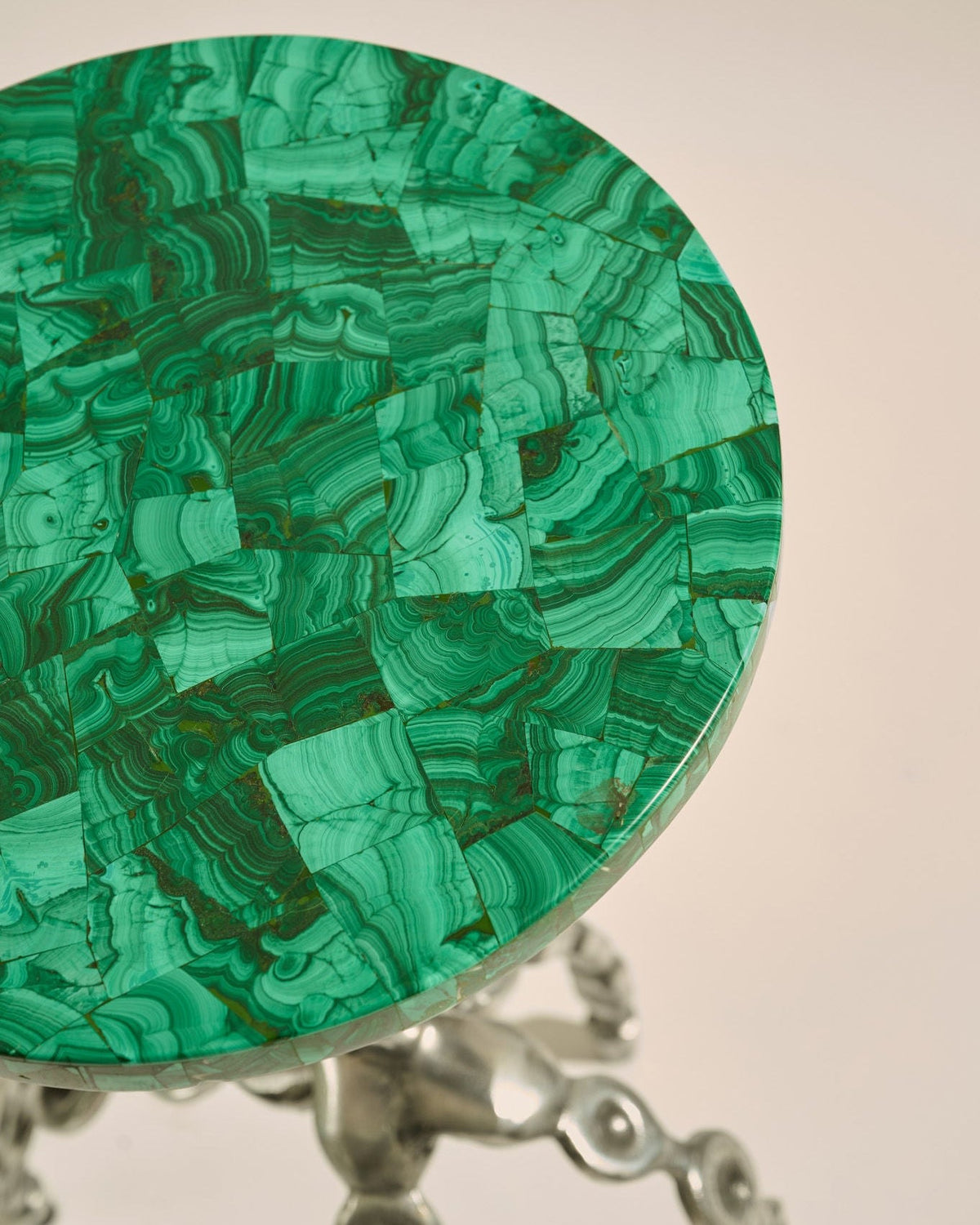 Aetheris Table — close-up of green malachite top