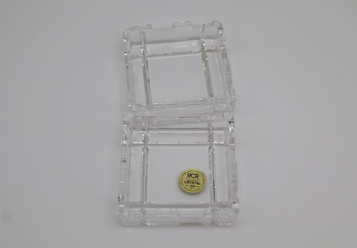 Vintage RCR 24% Lead Crystal 'Cuba' Trinket Box (1985) — side angle