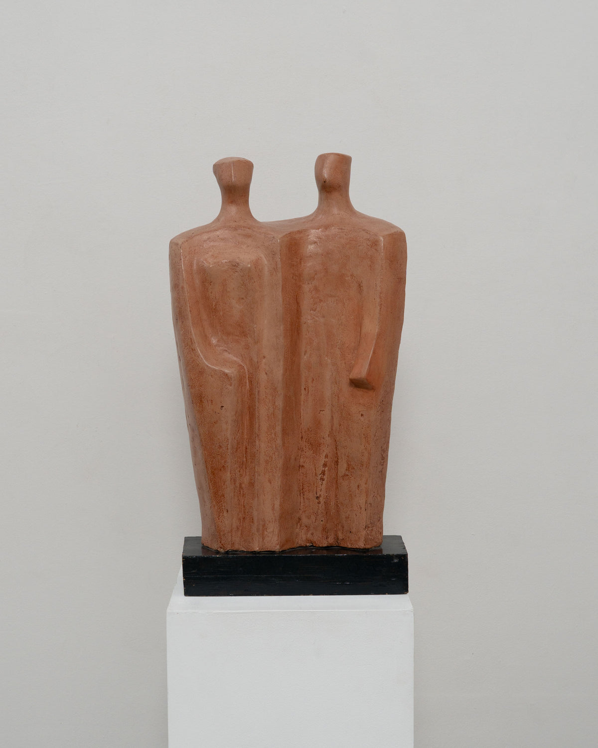 Terracotta figurative sculpture by Eugen Clermont on black base