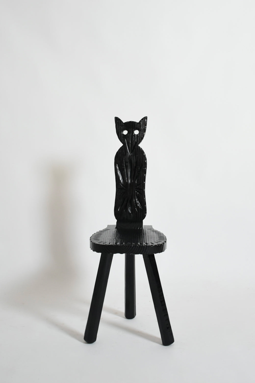 Pair of Brutalist Ebonised Wood Owl Chairs, 1960s by Barracuda Interiors