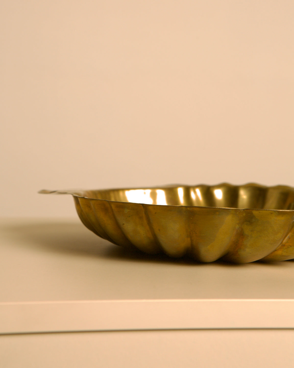 Large Brass Scallop Shell Catchall, Italy, 1960s — lifestyle setting