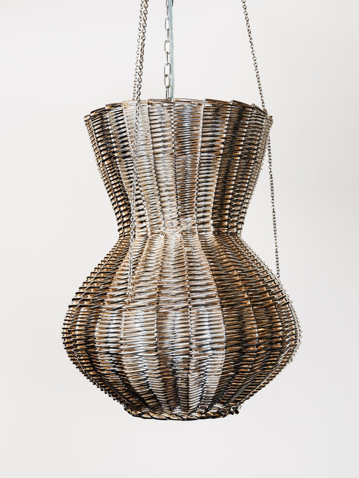 OMAN Contemporary Pendant Light in Metal and Woven Wicker design by Léa Zeroil — side angle