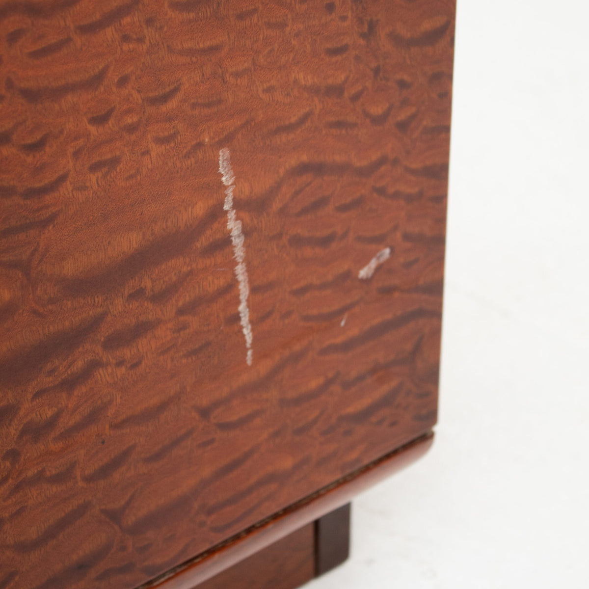 Italian Nightstands in Wood and Brass — back view showing wood grain detail