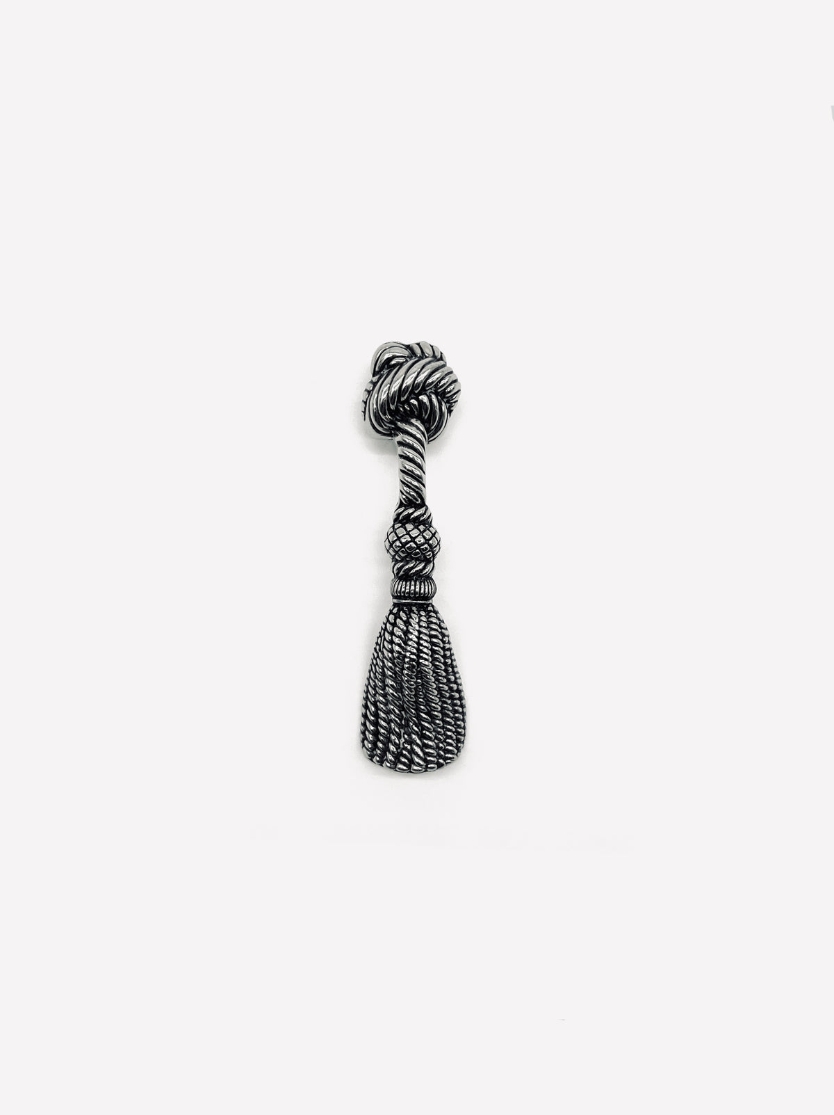 Vintage silver-plated tassel bottle opener with twisted rope design