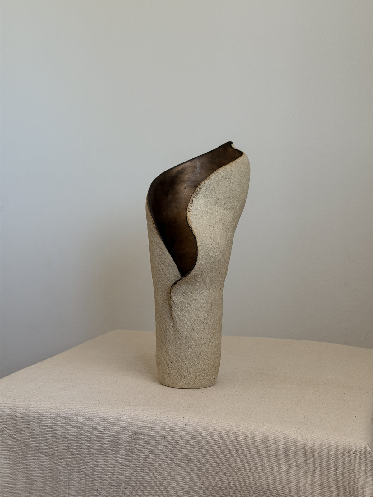 Sculptural Vase in Ceramic and Stone | Japandi Style — side angle
