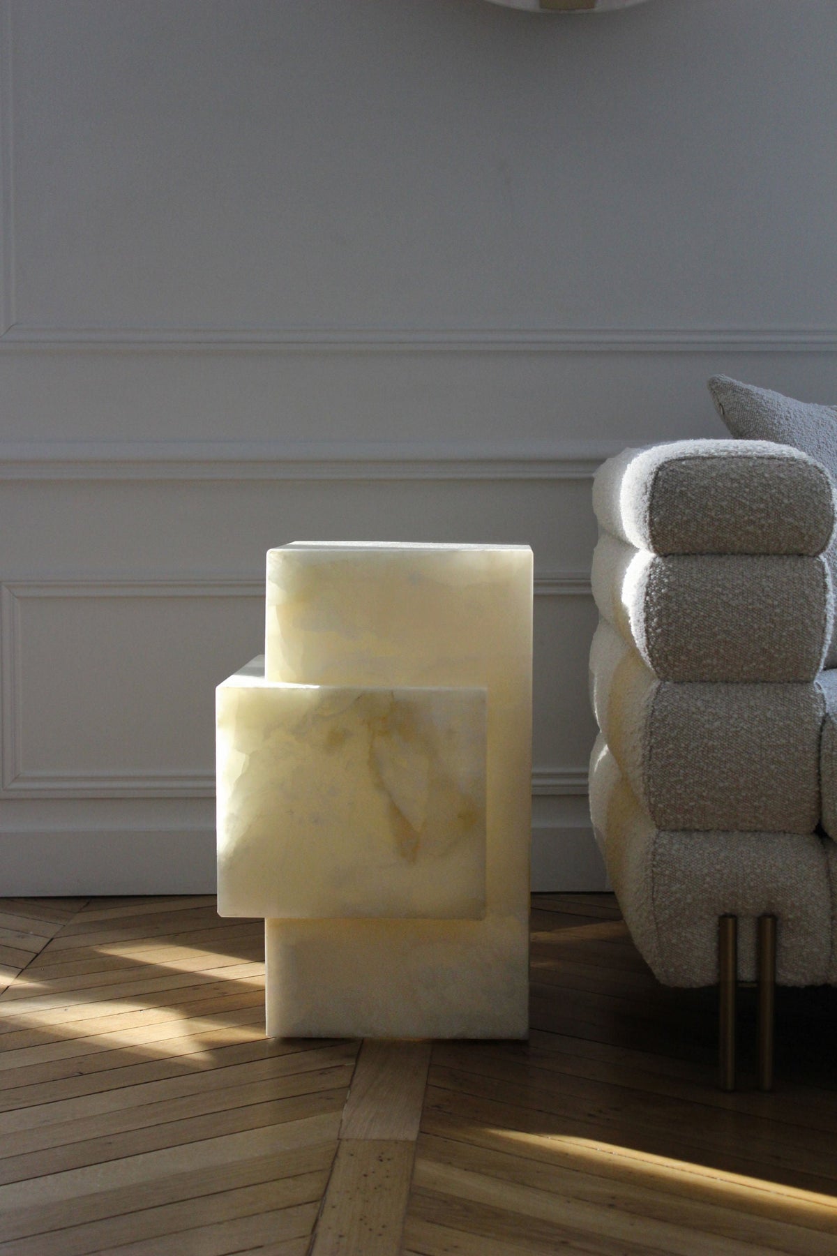 Ella White Onyx - Marble Coffee Table — side angle