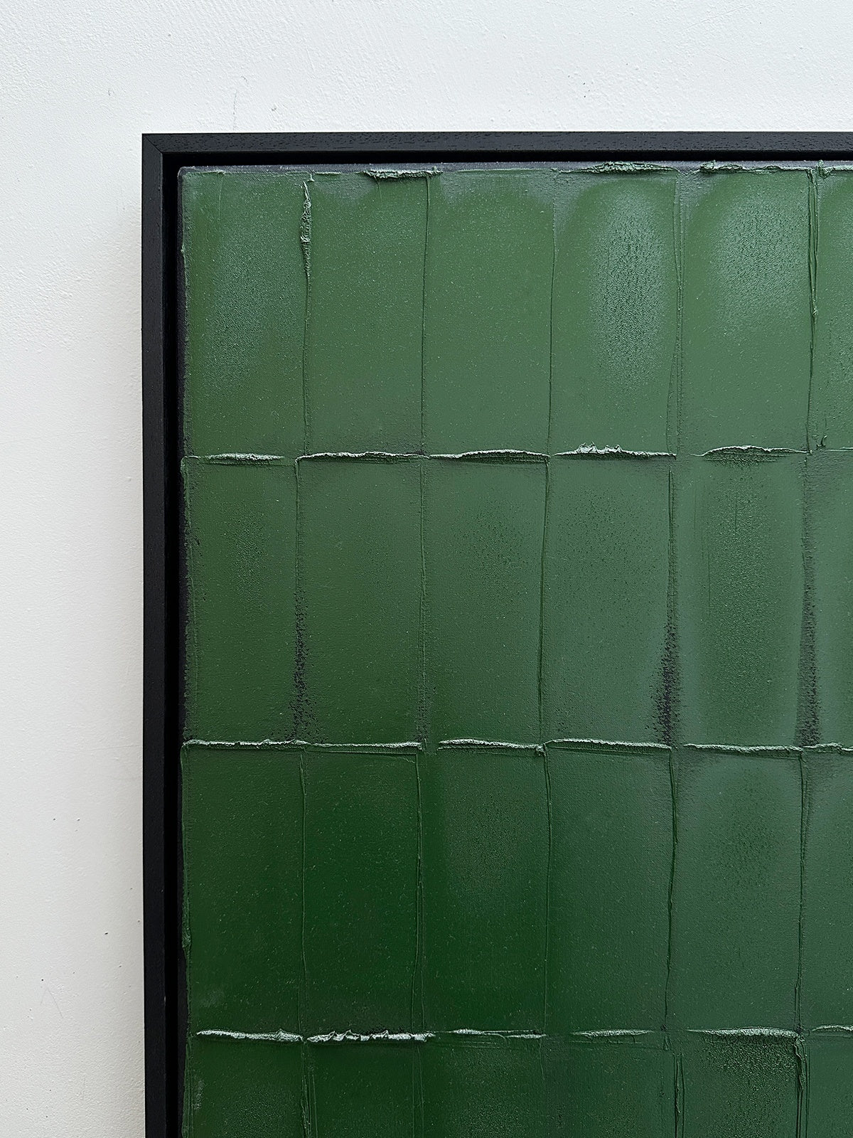 Green geometric tile pattern detail of Terre Verte painting