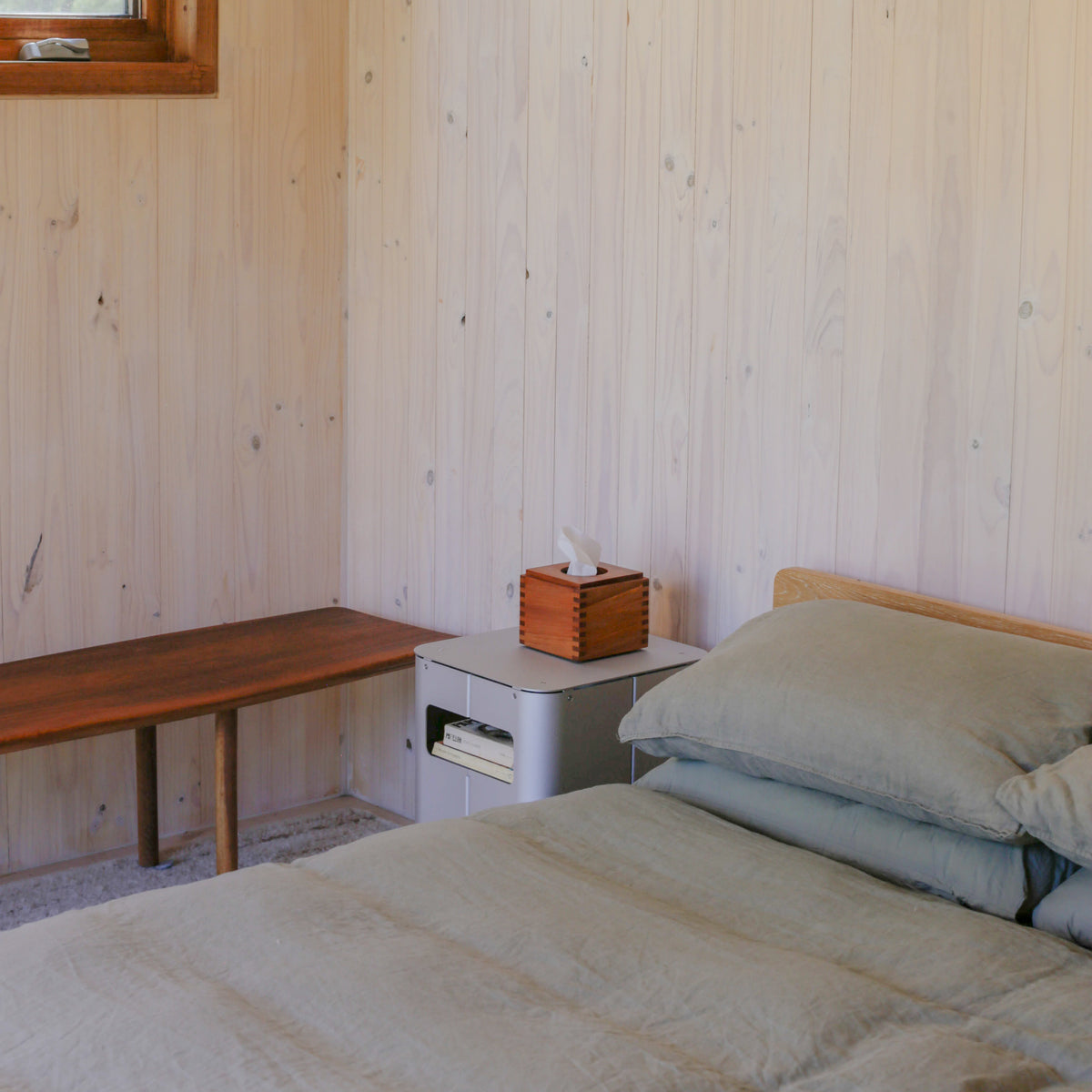 Gadroon Bedside Table in Aluminium — side angle