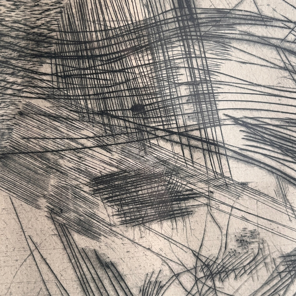 Swedish Lithograph by Ulf Trotzig — close-up of textured black lines