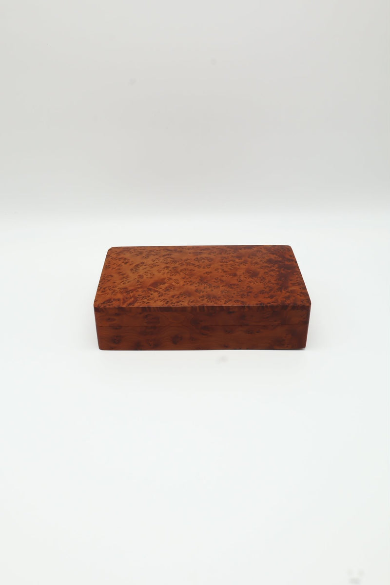 Vintage Moroccan Solid Thuya Burl Wood Box (1970s) — close-up