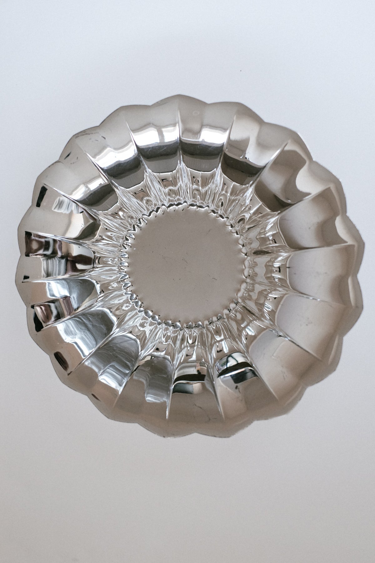 Silver-Plated Footed Bowl — top view highlighting reflective surface