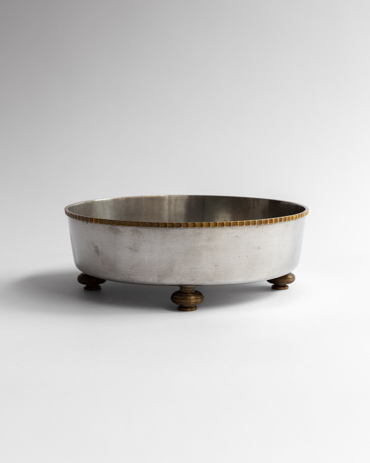 Art Deco Pewter and Brass Bowl by C.G. Hallberg, Sweden, 1933 by Spigel | The Oblist