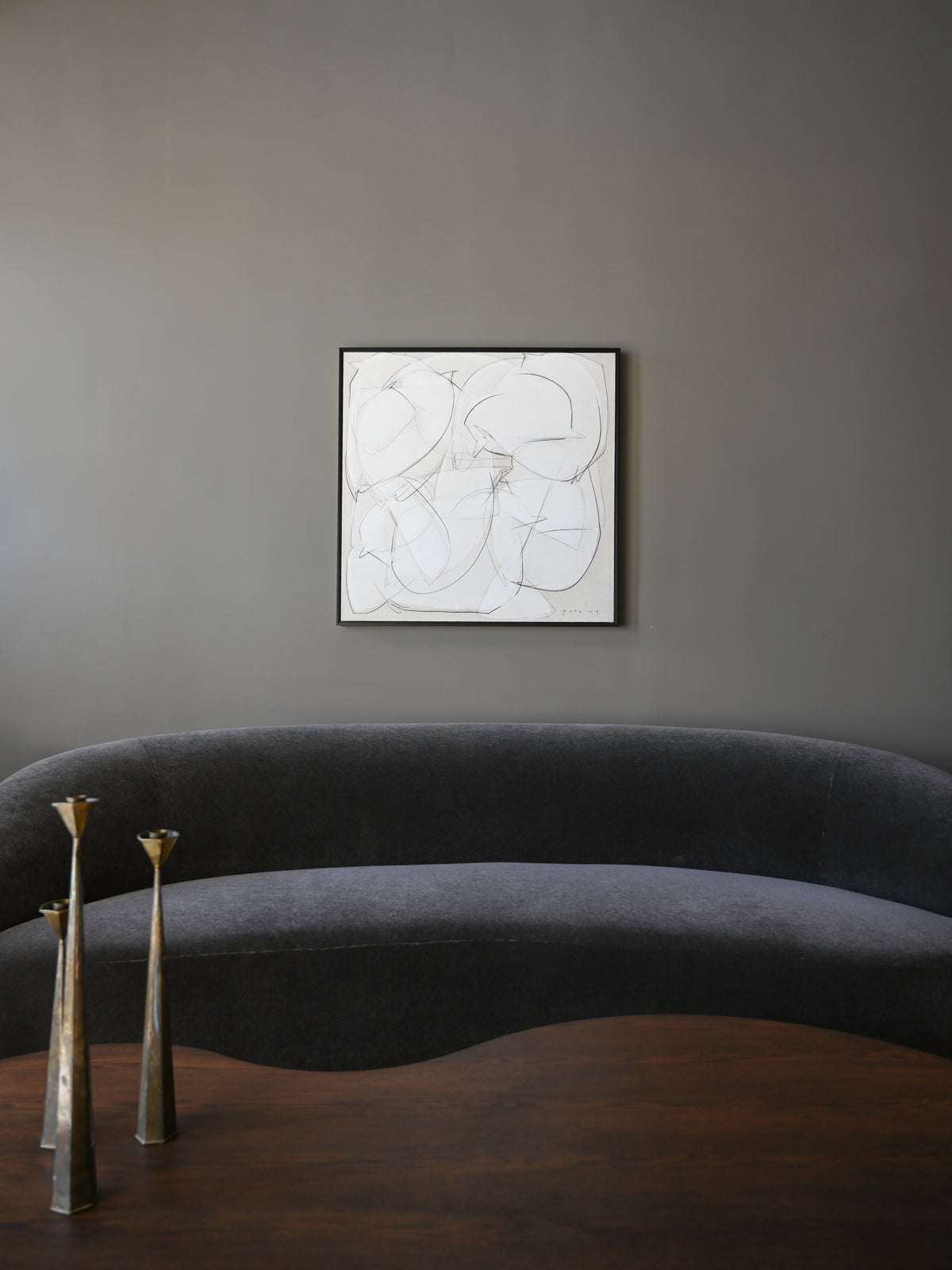 Abstract Graphite On Canvas Artwork — close-up