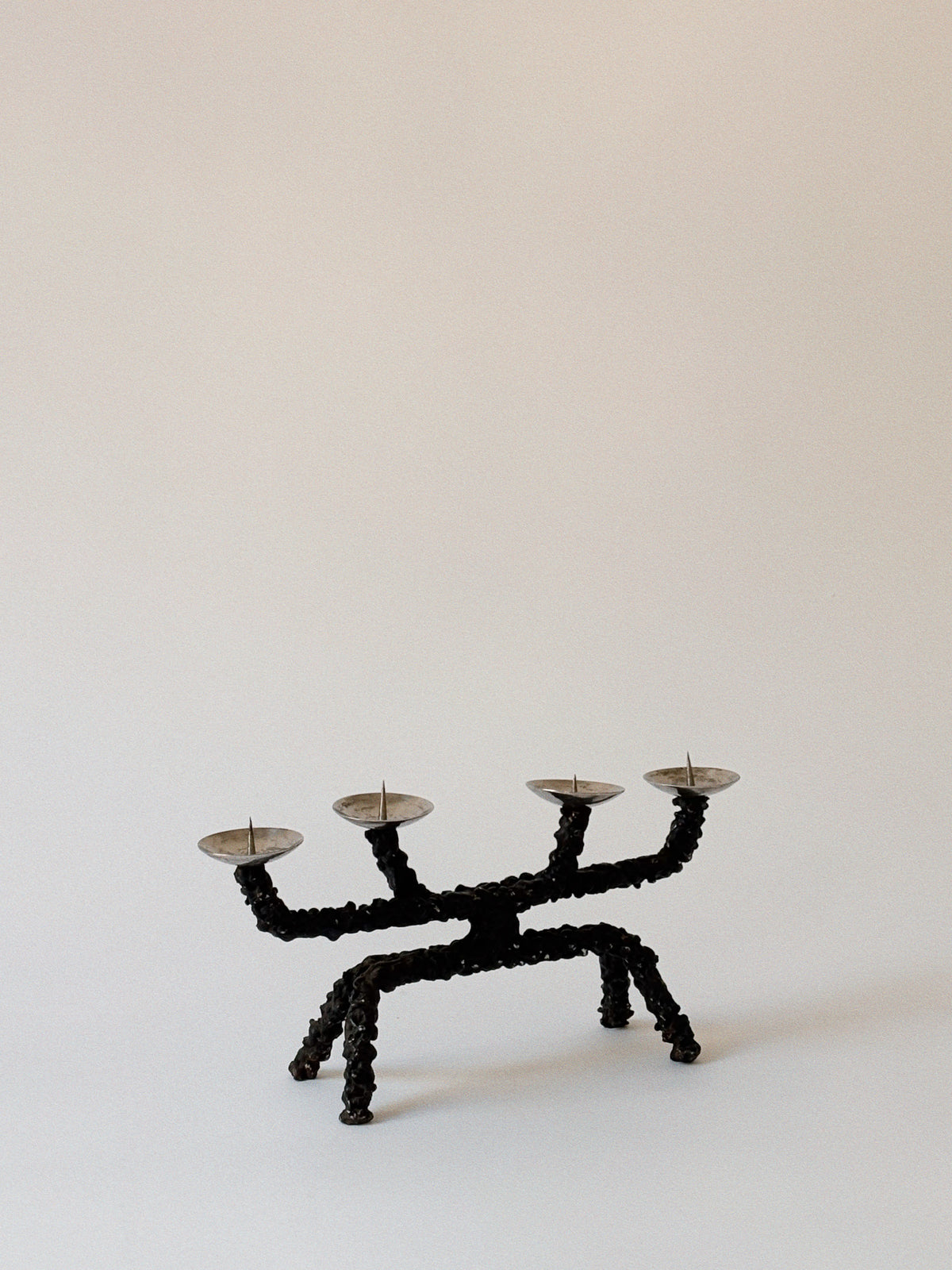 Molten Textured 4 Arm Candlestick, c. 1970's Poland — detail view