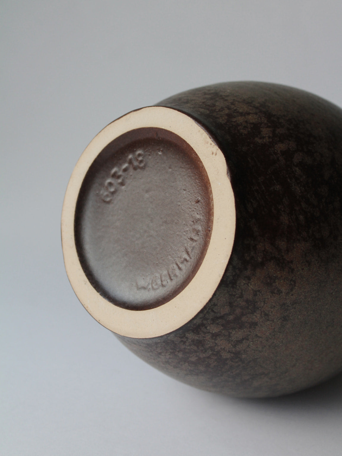 Bottom view showing maker's mark on German Fat Lava ceramic jug