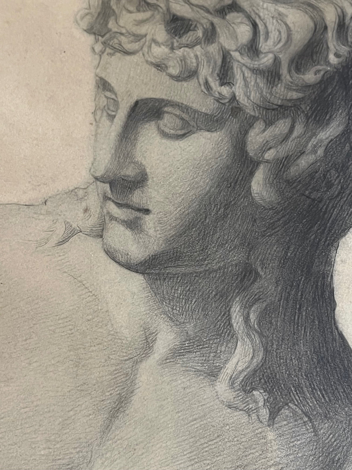 Classical Nude Study, Drawing in Pencil — detailed back view of pencil drawing
