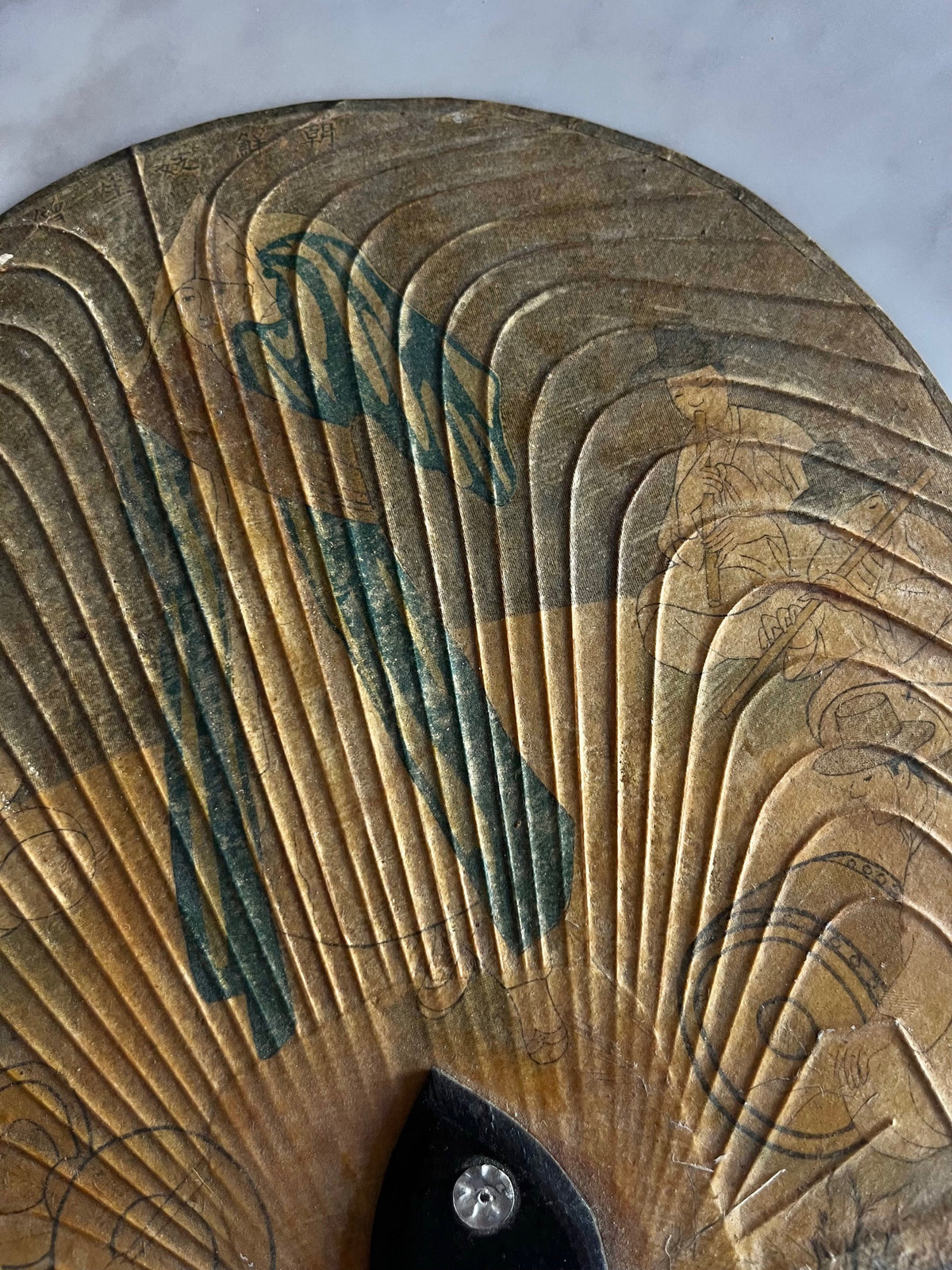 Antique Korean Hand Fan — detail view