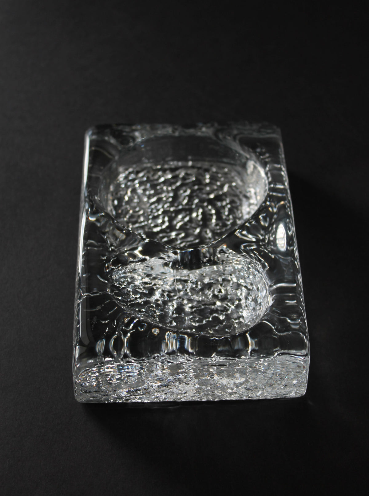 Kosta Boda crystal glass ashtray with textured bubble design