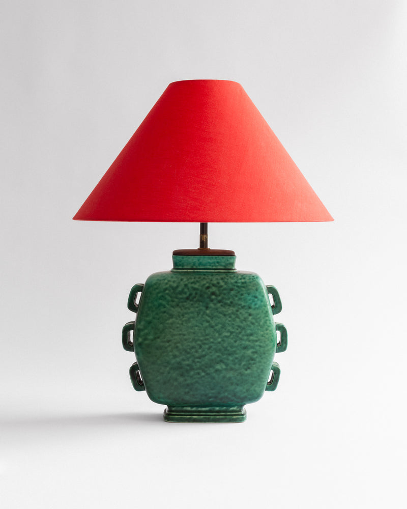 Emerald Stoneware Table Lamp by Wilhelm Kåge, Sweden, 1930s by Spigel | The Oblist