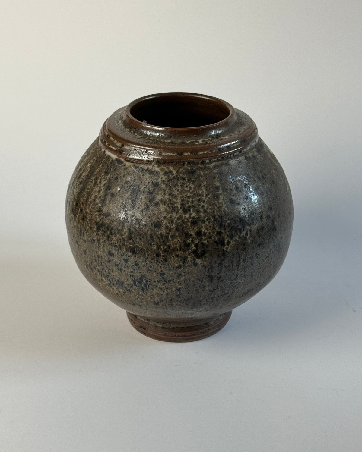 Art Deco stoneware vase with speckled glaze, France 1930s