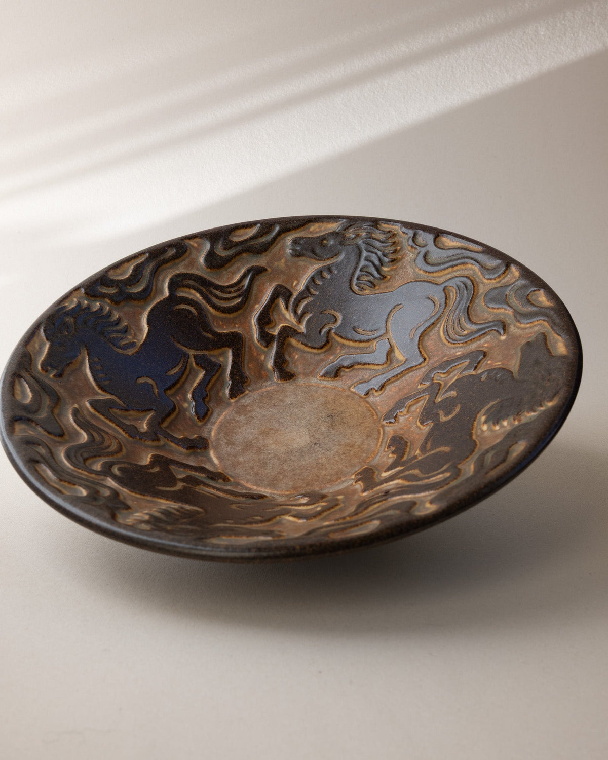 Marianne Starck for Michael Andersen & Søn Stoneware Bowl with Galloping Horses (c. 1960s) — alternate view