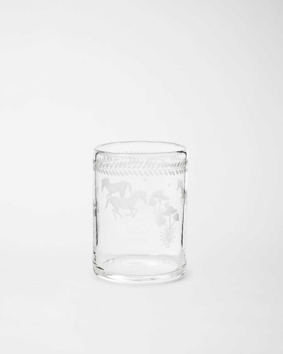 Barbro Water Glass - Set of four — top view of etched glass design