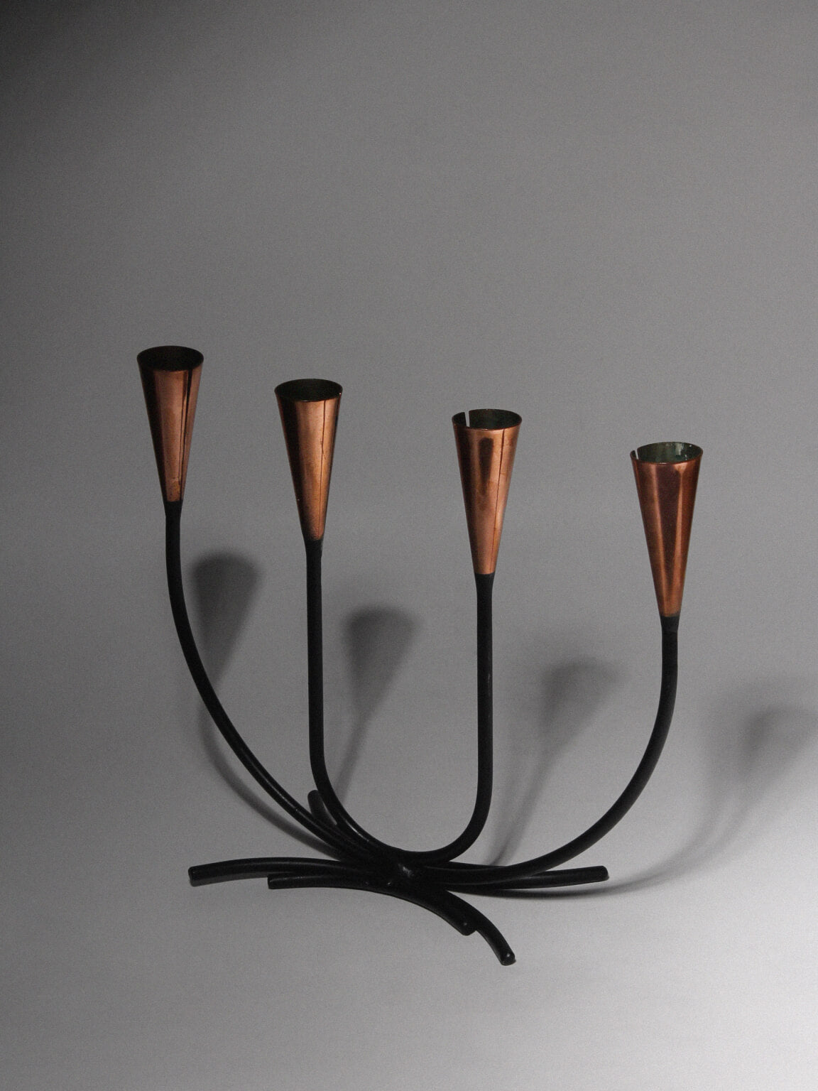 Gunnar Ander Mid-Century Copper Candelabrum For Ystad-Metall — close-up
