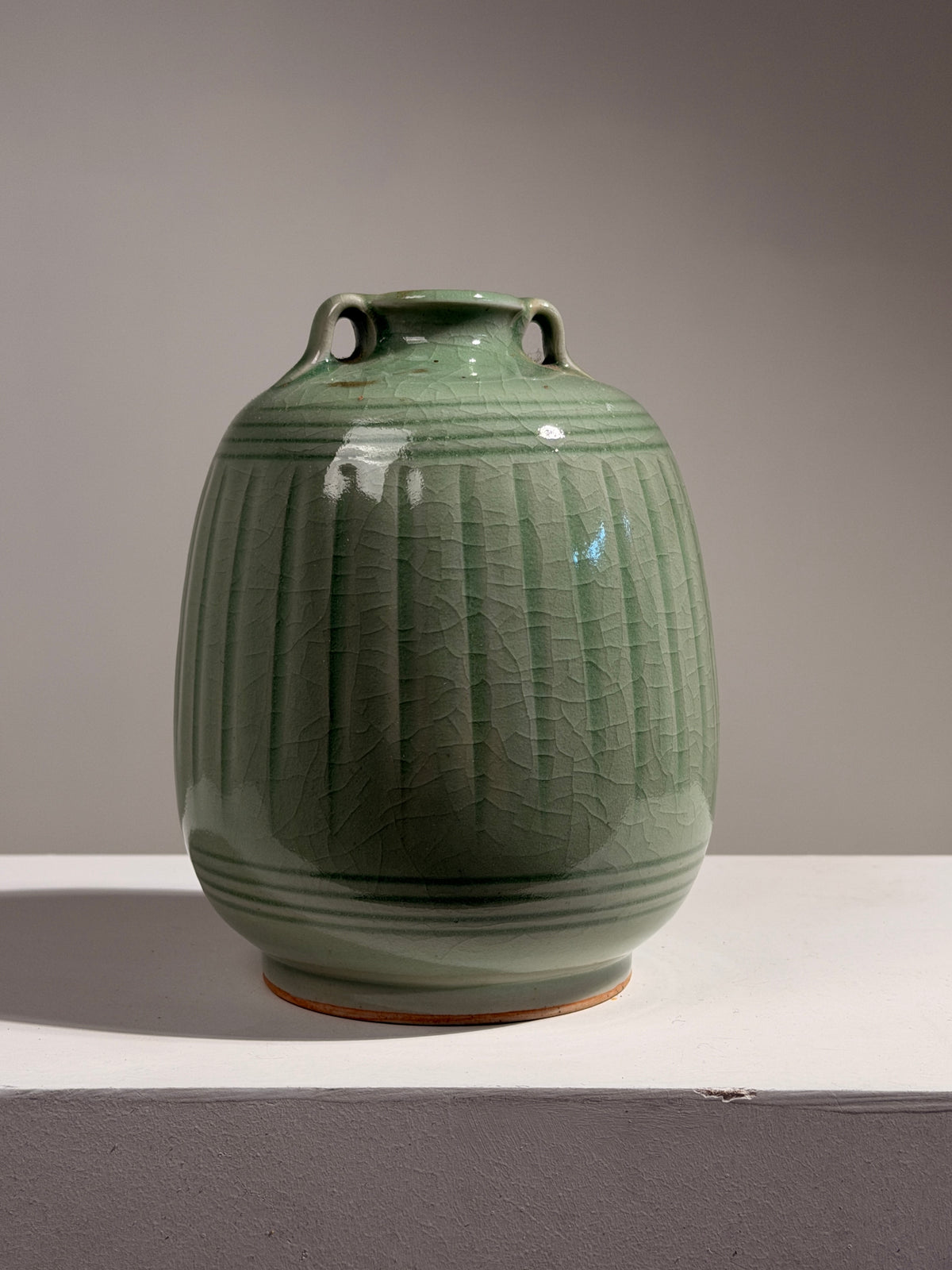 Art Deco celadon vase, France, circa 1920.  — detail view