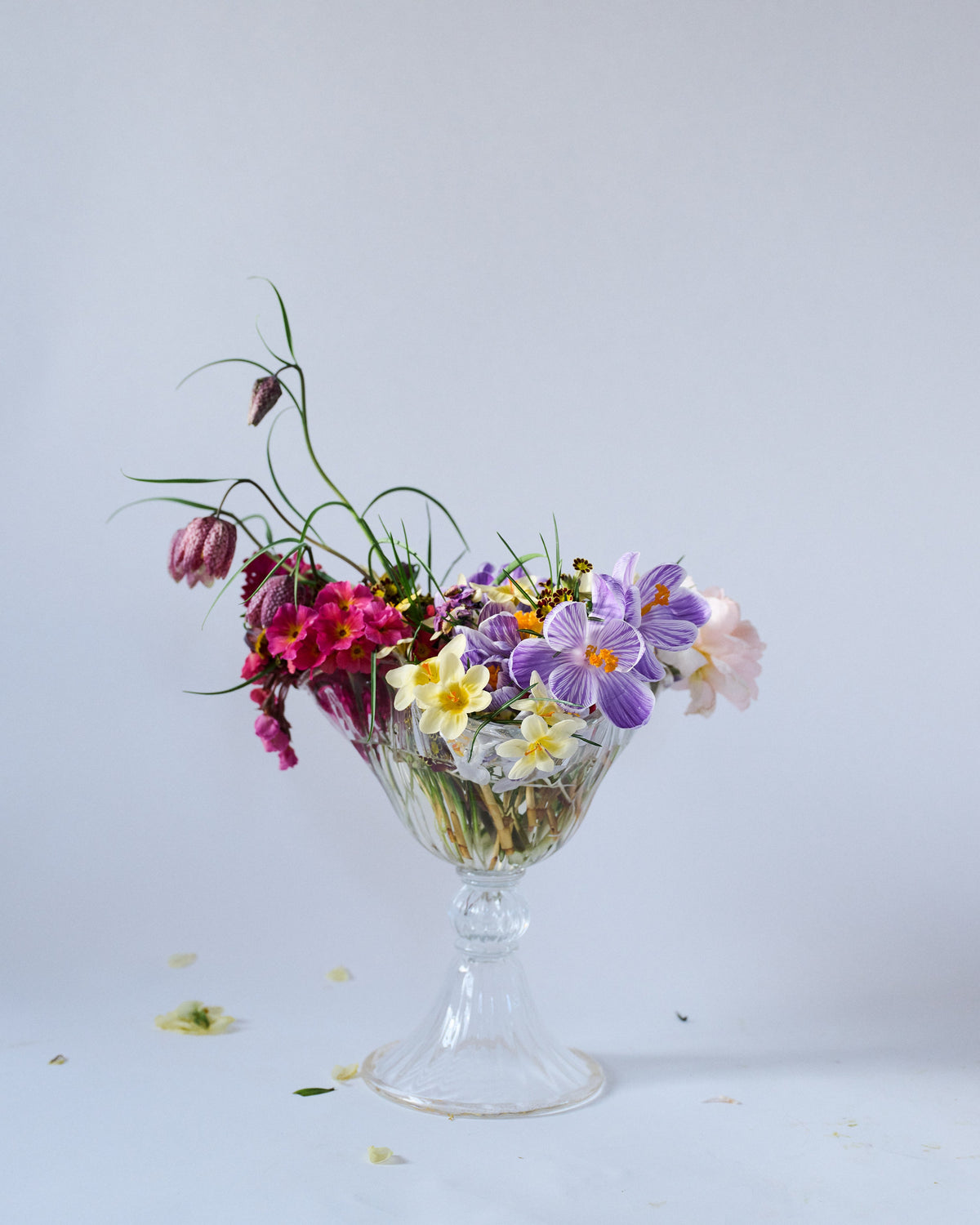 Blixen Vase Large — top view with colorful flowers in glass vase