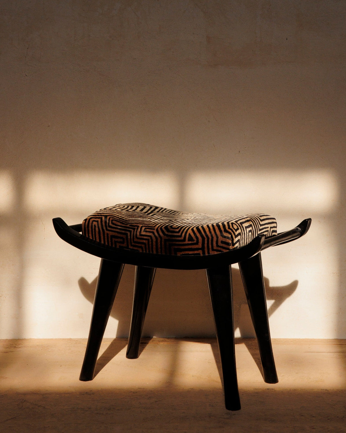 Pantera Chair Stool in Wood and DEDAR Fabric by VandaVee | The Oblist — patterned fabric, modern design