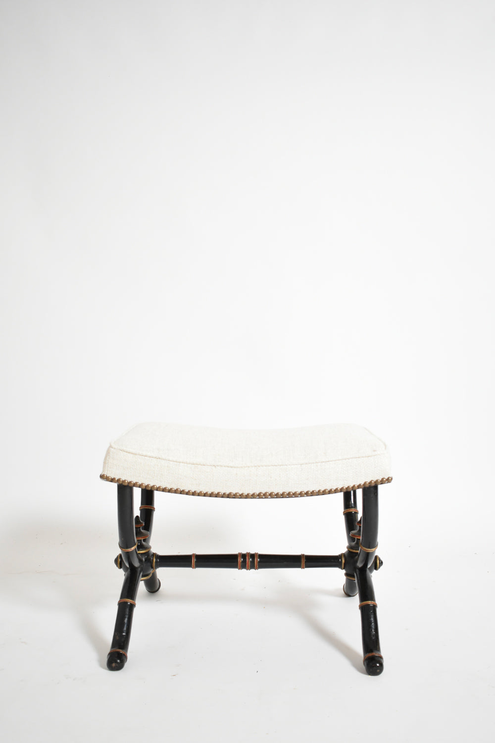 Napoleon III Curule Faux Bamboo Stool, XIXth c. — detail view