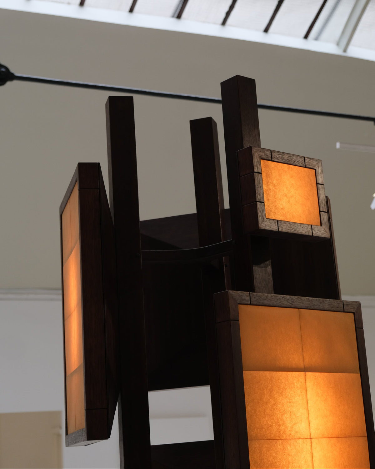 Antenna Totem floor lamp detail showing illuminated orange panels