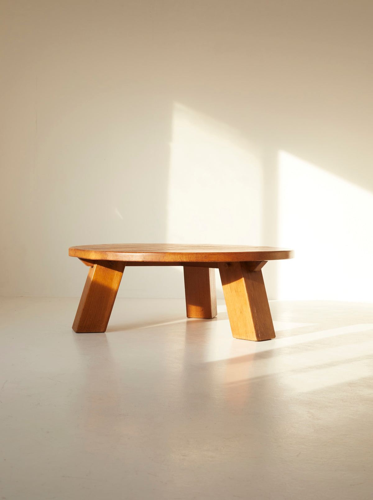 Important Brutalist Tripod Coffee Table, Netherlands c. 1960s — side angle