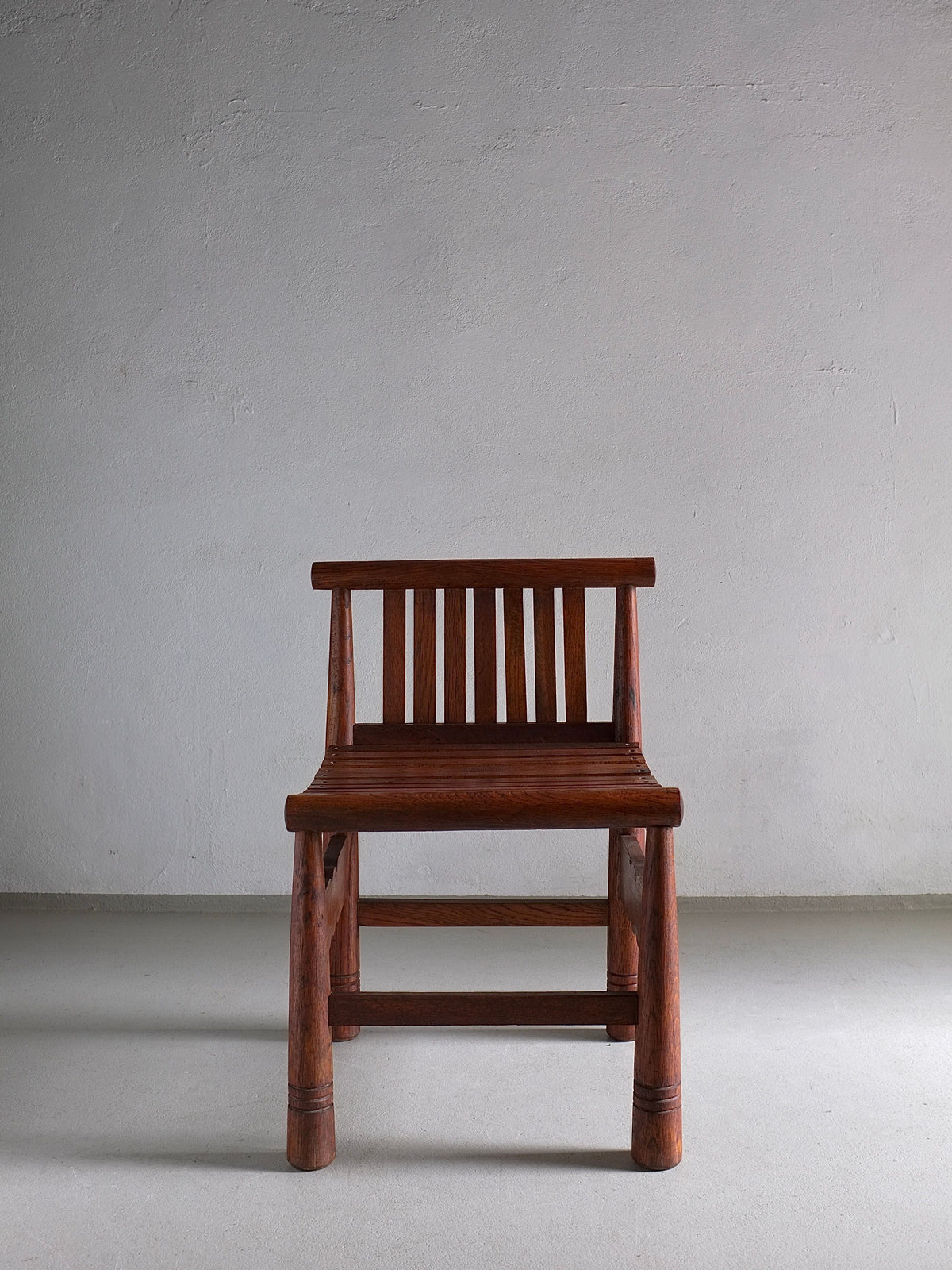 Carved Oak Low Back Chair | France | 1960s — alternate view