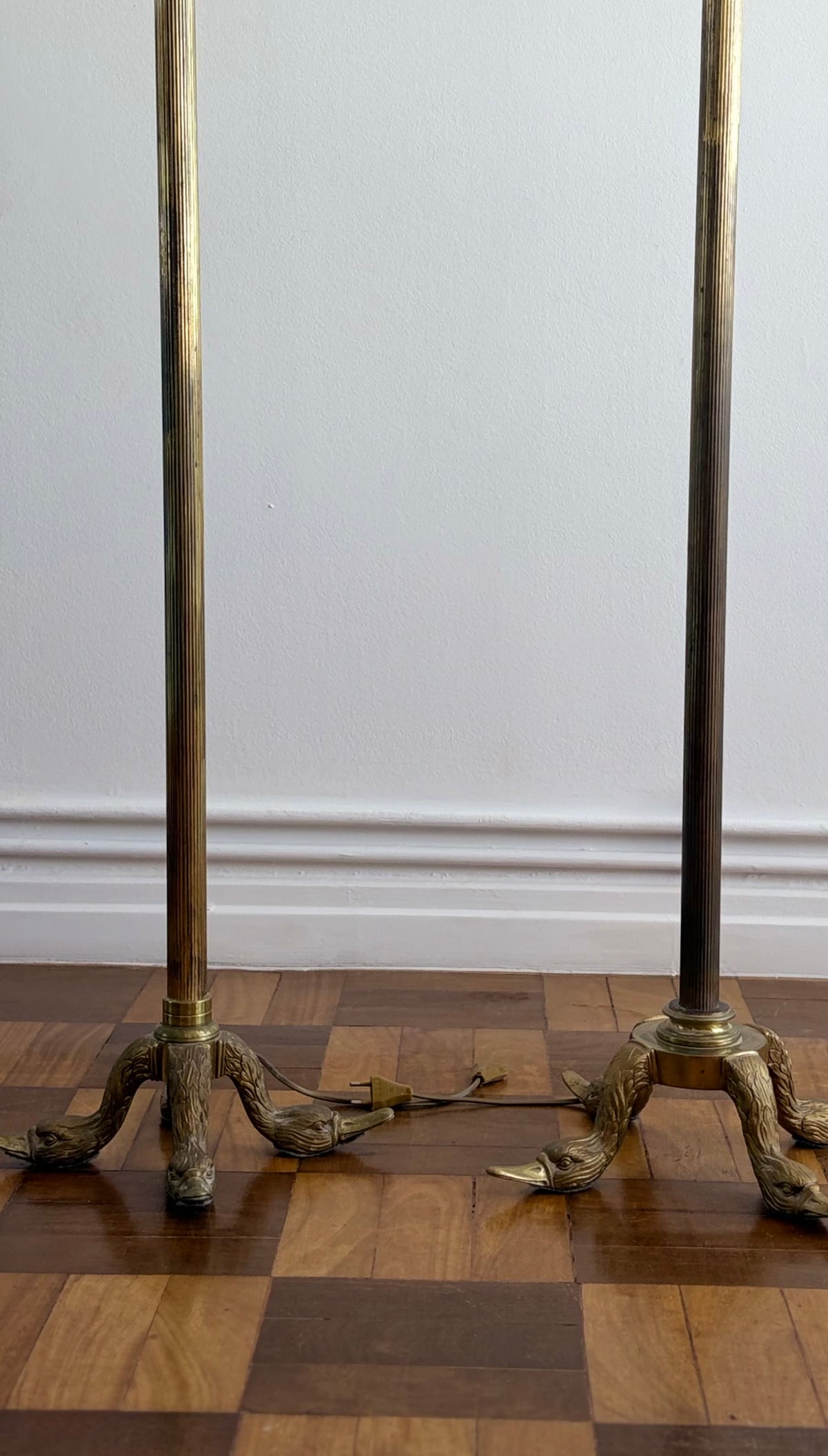 Pair of Monumental Brass Swan Torchères from the Hotel Ritz Lisbon — alternate view