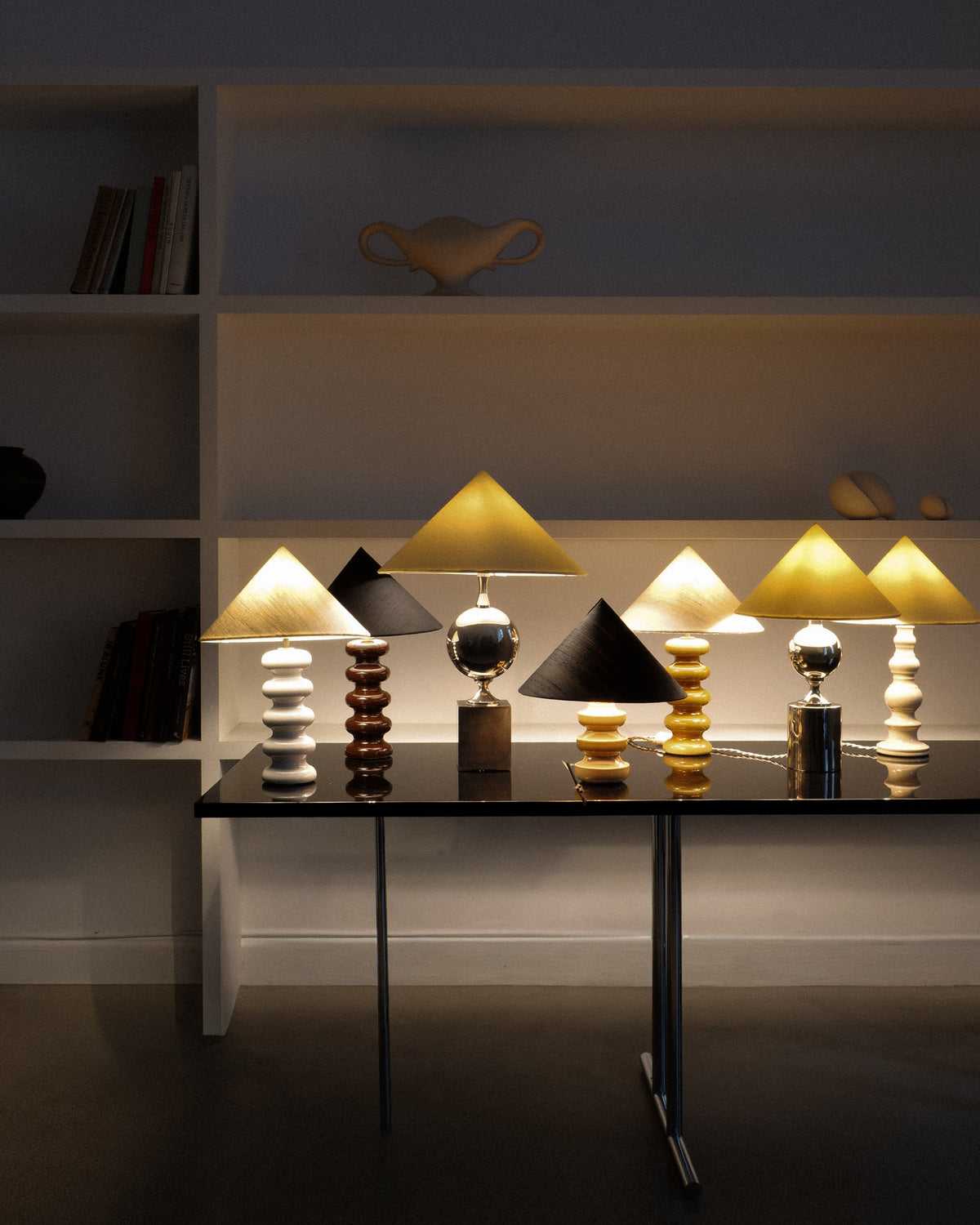 Vintage Table Lamp in Ceramic - Sculptural Collection — back view on modern table