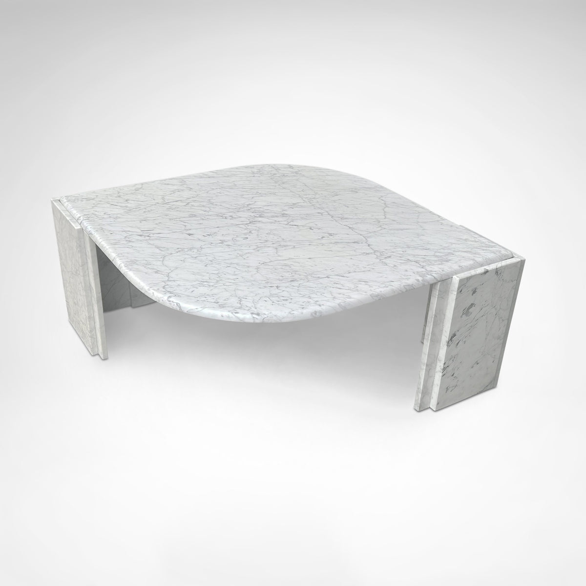 Carrara Marble Teardrop Coffee Table Germany 1980s — angled view highlighting marble surface