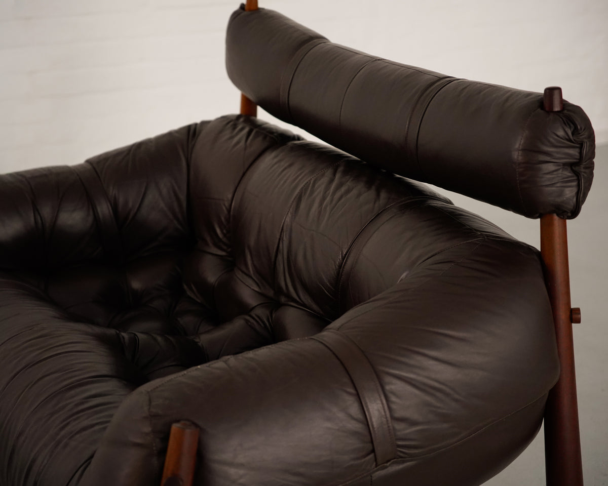 MP-81 2-seater Sofa by Percival Lafer for Lafer MP — back view highlighting dark leather upholstery