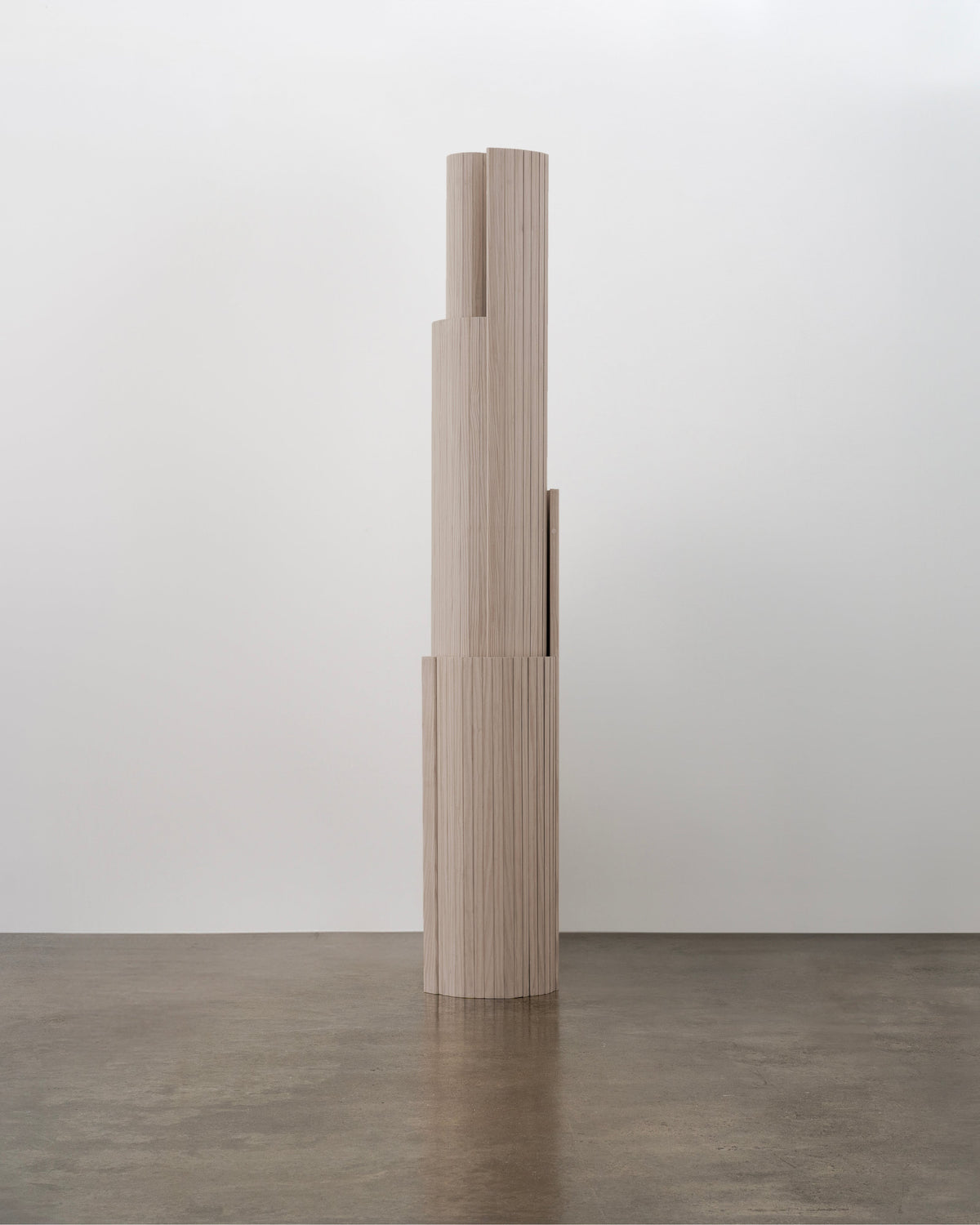 Tambour Screen in White Pine by Tom Roberts — side angle showing vertical slats