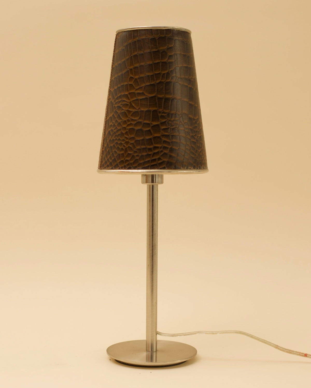 MEYER Table Lamp by SÒLER | The Oblist — brown leather shade, modern design