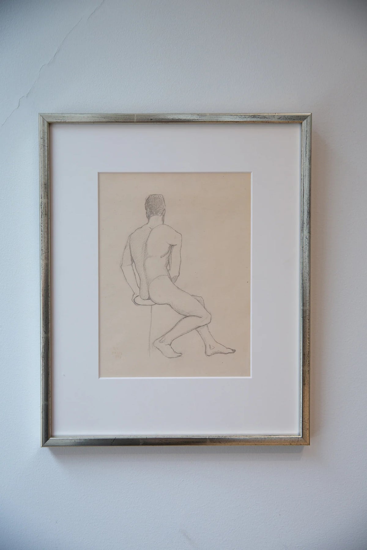 Esaias Thorén, Paris 1925 – Set of Two Male Nude Sketches — framed artwork on white wall