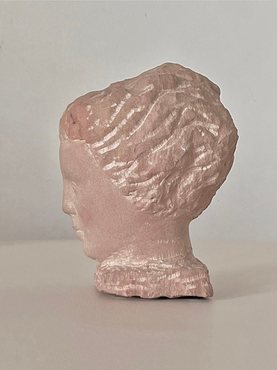 Stone bust sculpture profile view by Helge W. Högbom 1950s