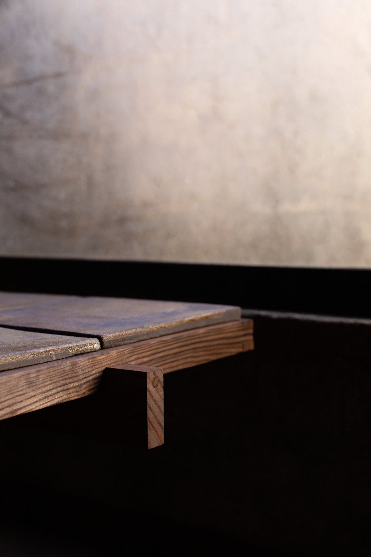 Japanese Inspired Coffee Table in Wood & Clay - Dark Edition — alternate view